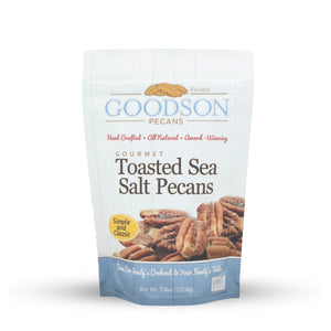 Goodson Pecans toasted sea salt pecans 7.5oz packaging on a white background