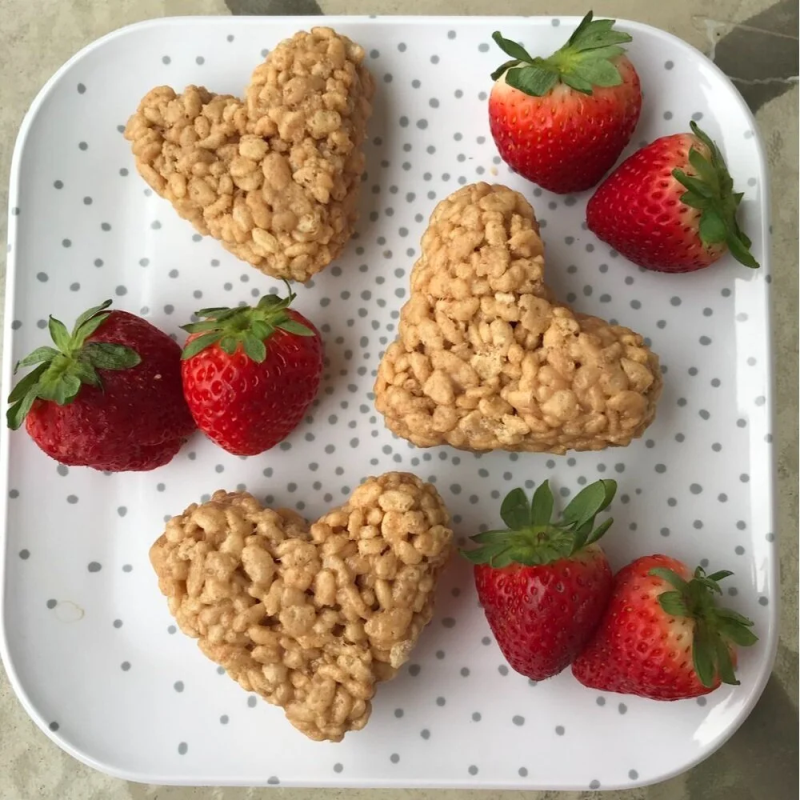Heart Shaped Pecan Rice Cereal Treats