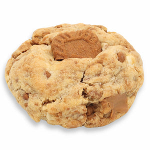 Cookie with Bischoff pieces on a white background