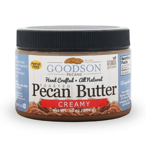 10oz Jar of Goodson Pecan Butter Creamy on a white background