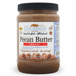 28oz Jar of Goodson Pecan Butter Creamy on a white background