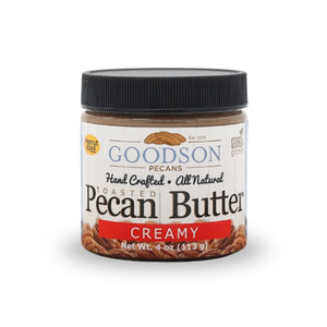 4oz Jar of Goodson Pecan Butter Creamy on a white background