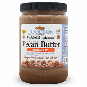 28oz Jar of Goodson Pecans crunchy pecan butter on a white background