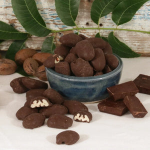 Bowl of Dark Chocolate Pecans