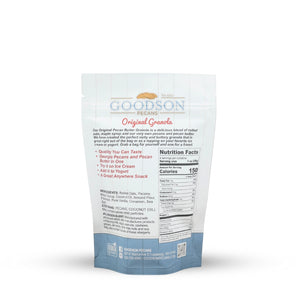 Goodson Pecans Original Granola 4oz packaging with nutritional information on a white background