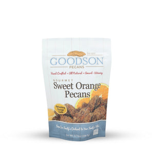Goodson Pecans Sweet Orange Pecans 3.75oz packaging on a white background