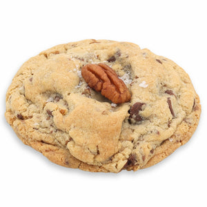 Chocolate chip and Pecan Toffee cookie with a pecan on top