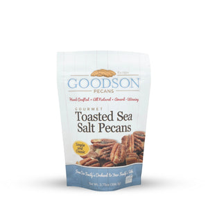 Goodson Pecans toasted sea salt pecans 3.75oz packaging on a white background